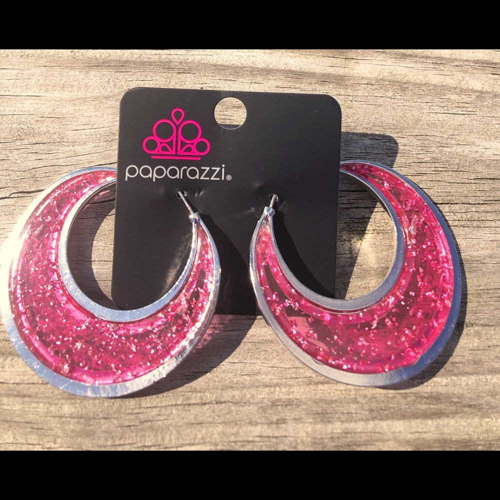 Charismatically Curvy Pink Hoop Earring